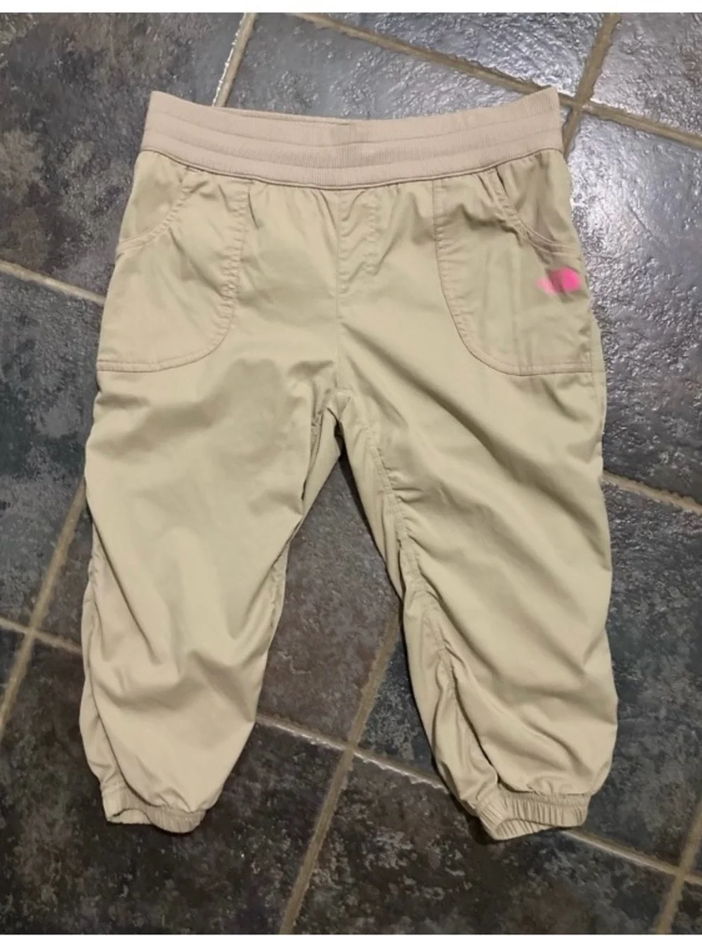 The North Face Beige Kids Cargo Pants with Pink Accent Size L